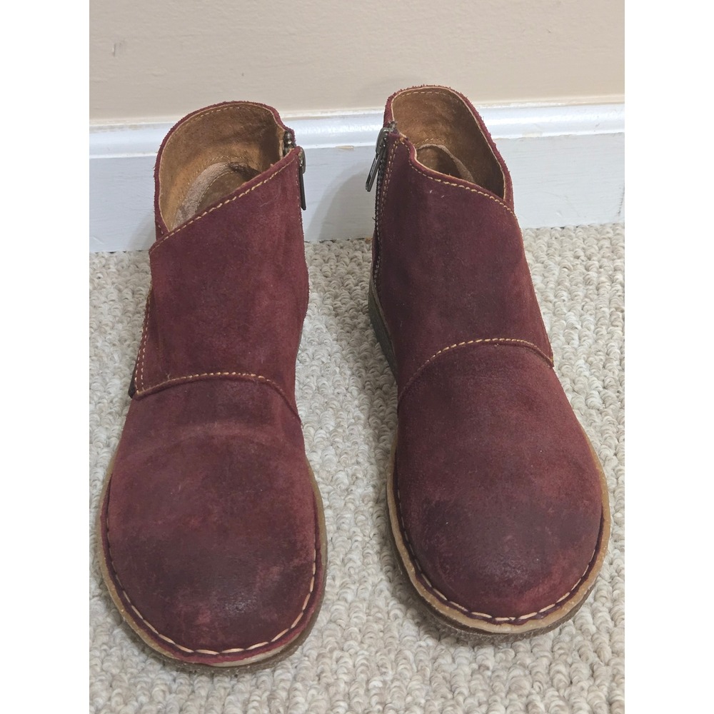Born Tora Ankle Boots Womens 8 Dark Red Distressed Suede Leather NWOT